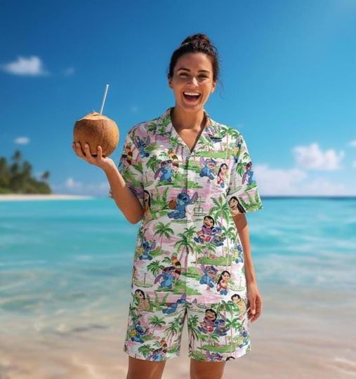 Discover Hawaiian Friends Adult Shirt, Lilo and Blue Monster Summer Vacation Trip