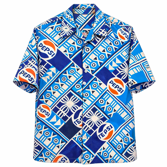 Vintage 1960s Pepsi reprint Pop Art Collar Hawaiian Shirt, 60s Hawaiian Shirt
