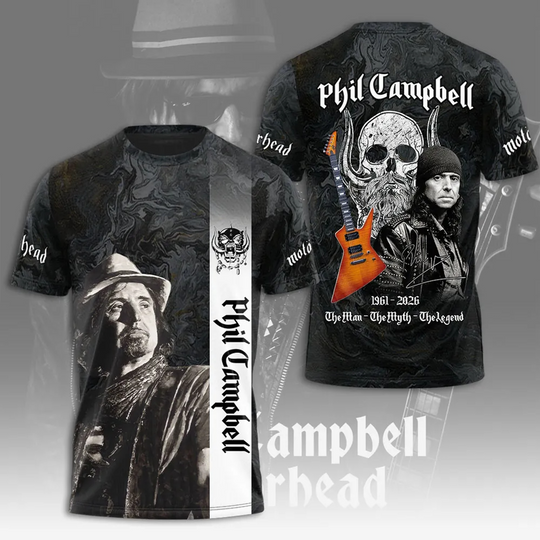 Discover Motörhead x Phil Campbell 3D Graphic Rock Band T-Shirt