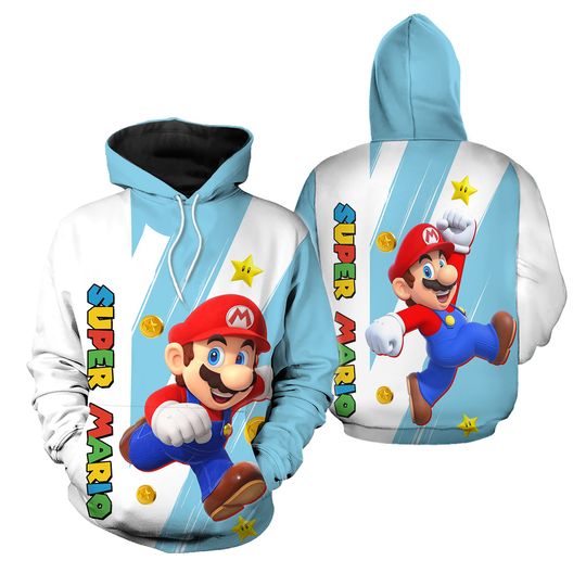 Super Mario Hoodie, Super Mario Game Hoodie, Super Mario 3D Full Over Print Hoodie, Video Game Hoodie