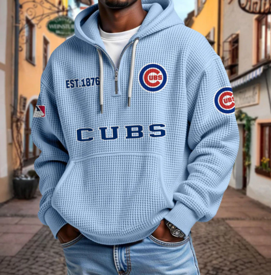 Chicago Cubs Quarter Zip Waffle Hoodie
