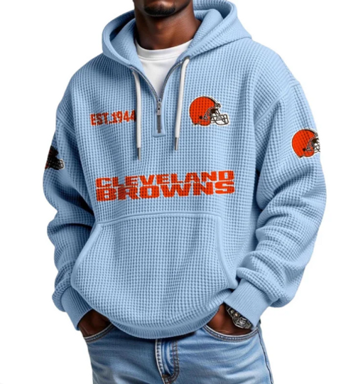 Cleveland Browns Quarter Zip Waffle Hoodie