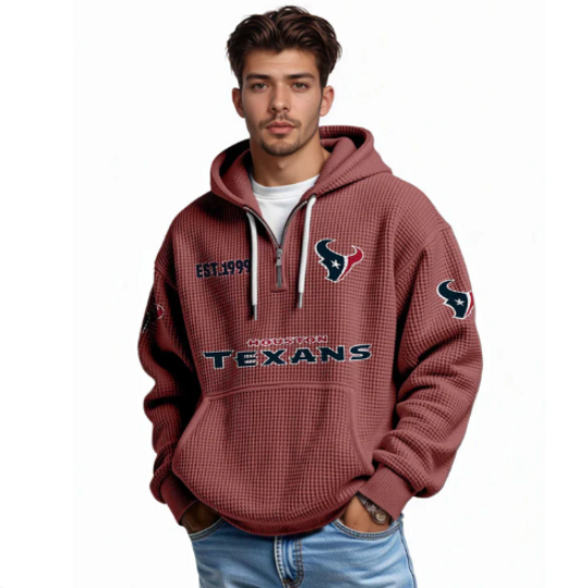 Discover Houston Quarter Zip Waffle Hoodie