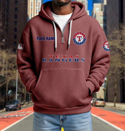 Texas Rangers Quarter Zip Waffle Hoodie