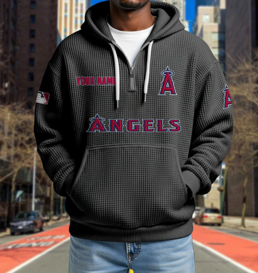 Discover Los Angeles Angels Quarter Zip Waffle Hoodie