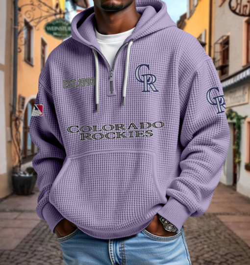 Discover Colorado Rockies Quarter Zip Waffle Hoodie