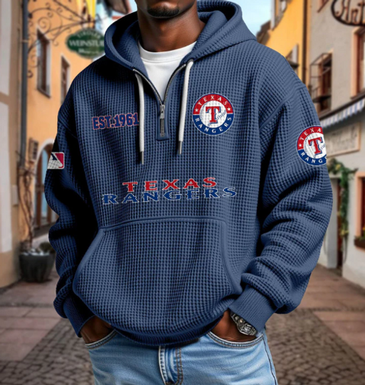 Discover Texas Rangers Quarter Zip Waffle Hoodie