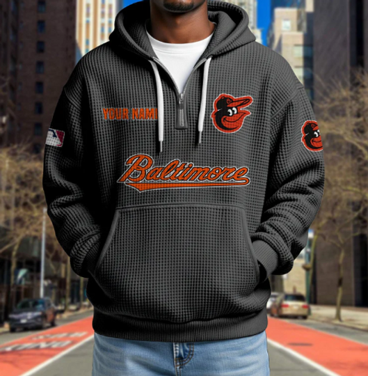 Baltimore Orioles Quarter Zip Waffle Hoodie