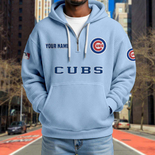 Chicago Cubs Quarter Zip Waffle Hoodie