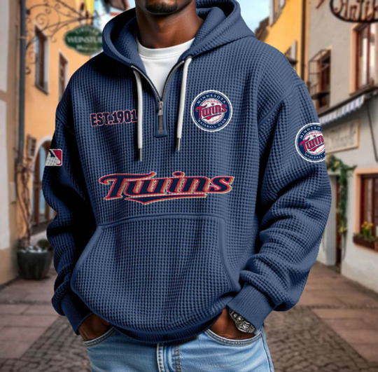 Discover Minnesota Twins Quarter Zip Waffle Hoodie