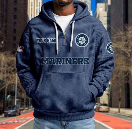 Seattle Mariners Quarter Zip Waffle Hoodie