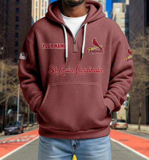 Discover St. Louis Cardinals Quarter Zip Waffle Hoodie