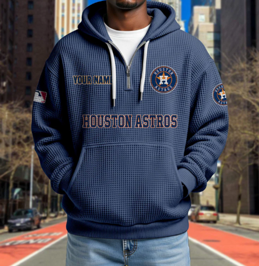 Houston Astros Quarter Zip Waffle Hoodie