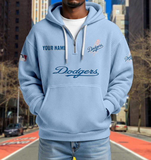 Los Angeles Dodgers Quarter Zip Waffle Hoodie