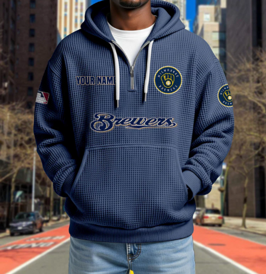 Milwaukee Brewers Quarter Zip Waffle Hoodie