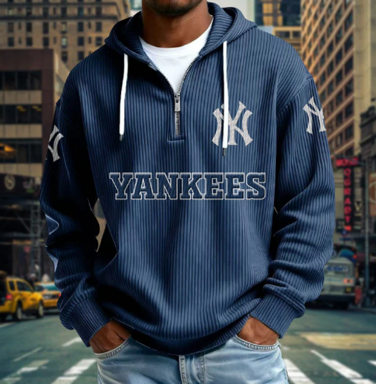 Discover New York Yankees Quarter Zip Waffle Hoodie