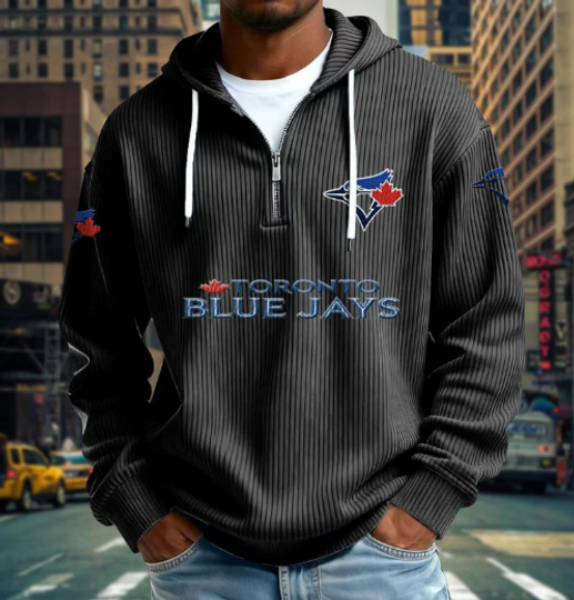 Discover Toronto Blue Jays Quarter Zip Waffle Hoodie