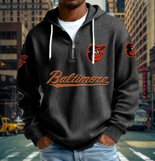 Baltimore Orioles Quarter Zip Waffle Hoodie