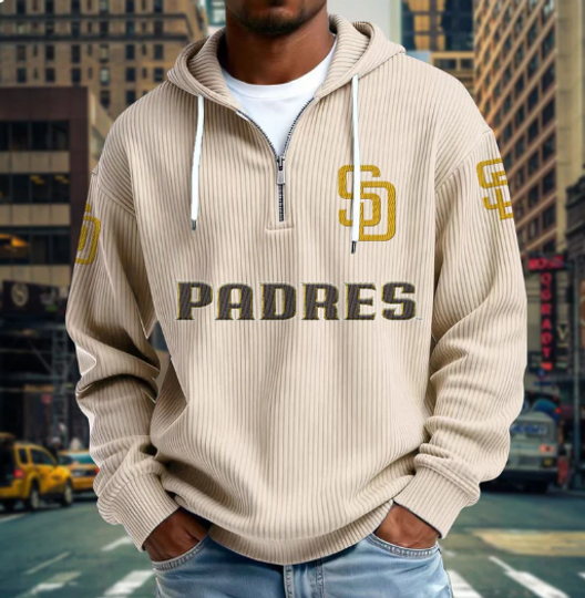 Discover San Diego Padres Quarter Zip Waffle Hoodie