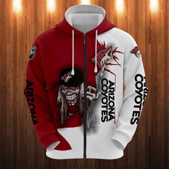 Iron Maiden Arizonna Coyotes Zip Up Hoodies Pullover Hoodies