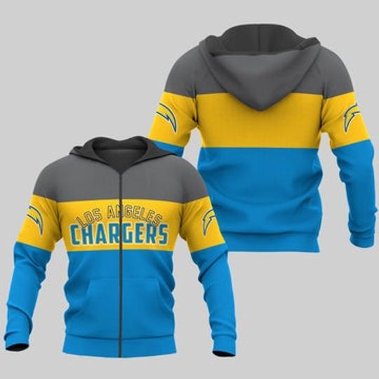 Discover Los Angeles Chargers Zip Up Hoodies Extreme Pullover Hoodie 3D