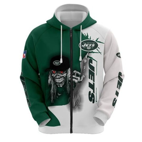 Iron Maiden New York Jets Zip Up Hoodies Pullover Hoodies