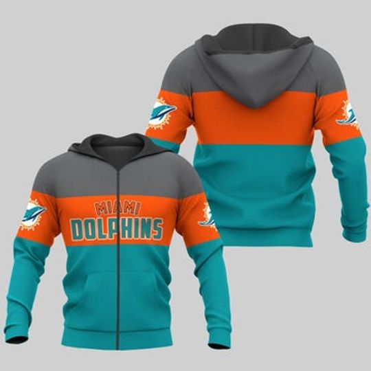 Miami Dolphins Zip Up Hoodies Extreme Pullover Hoodie 3D