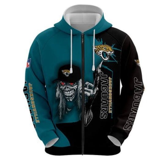 Iron Maiden Jacksonville Jaguars Zip Up Hoodies Pullover Hoodies
