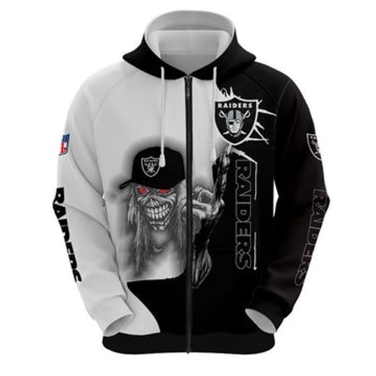 Iron Maiden Las Vegas Raiders Zip Up Hoodies Pullover Hoodies