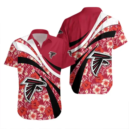 Atlanta Falcons Floral Wave Hawaiian, Gift For Friends
