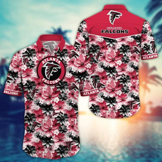 Atlanta Falcons Bold Blooms Hawaiian, Gift For Friends