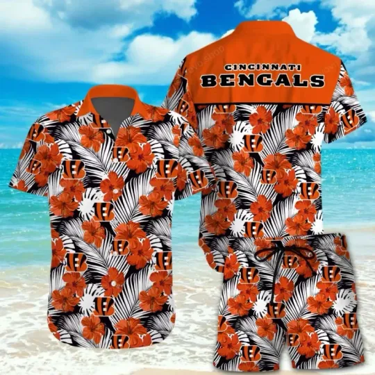 Discover Cincinnati Bengals Hibiscus Paradise Hawaiian Shirt and Short, Gift For Fans, Gift For Friends