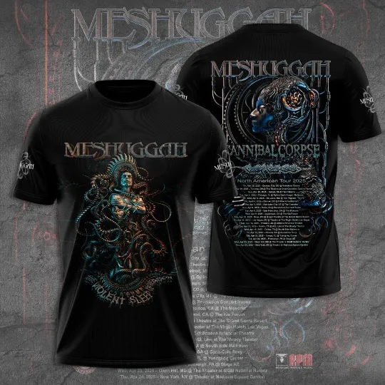 Rare Meshuggah and Cannibal Corpse North American Tour 2025 3D T-Shirt