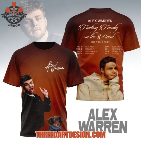 Discover Alex Warren Finding Family On The Road 2026 World Tour 3D T-Shirt