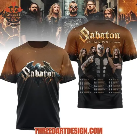Discover Sabaton Legends On Tour 2026 3D T-Shirt