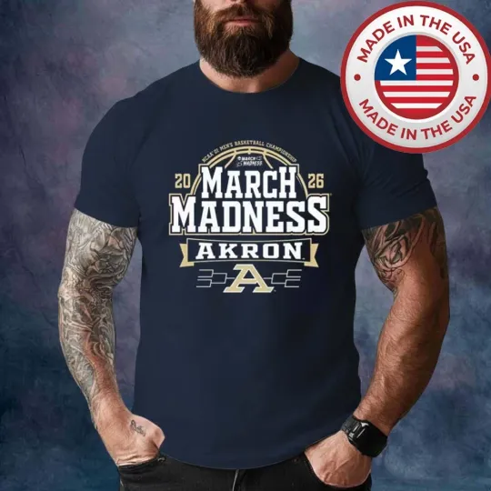 Discover Akron Zips 2026 March Madness Unisex Inspired Navy T-Shirt