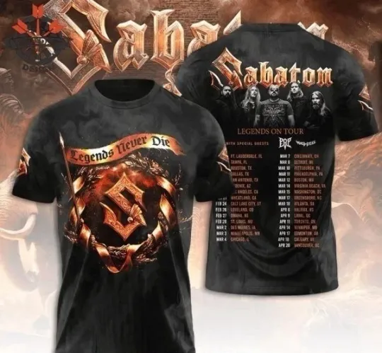 Discover Sabaton Legends On Tour 2026 AOP T-Shirt