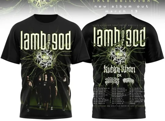 Lamb Of God Into Oblivion 2026 Tour Concert Tour Dates 3D T-Shirt