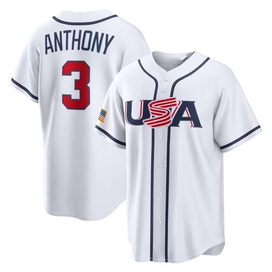 Discover Custom USA Baseball Jersey, Anthony 3, Men's/Youth,White Shirt