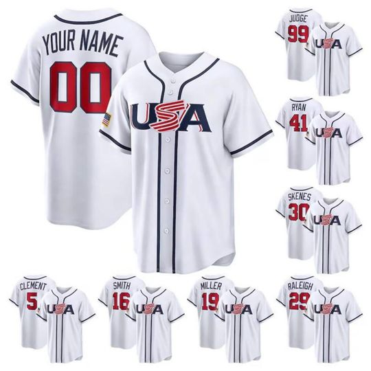 Discover Custom Mens/Youth Team USA Baseball - 2026 World Baseball Classic White Jersey Fan Personalized Name Number Shirt