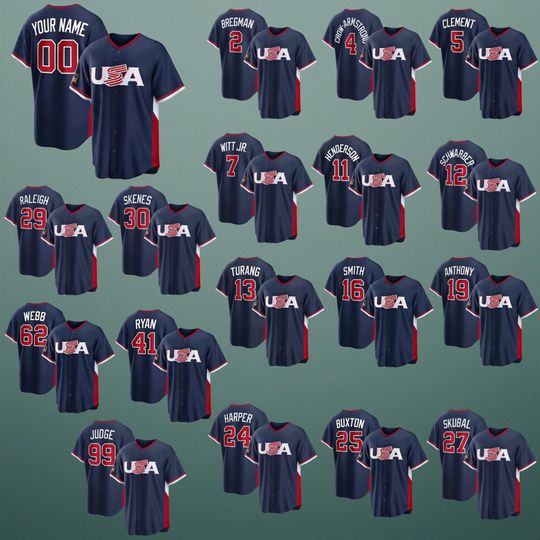 Men's Custom Professional Team USA Baseball 2026 Navy World Baseball Jersey