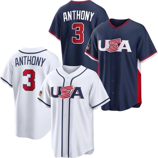 Discover Roman Anthony Jersey USA Navy/White Fans Baseball Shirt Men/Youth Size