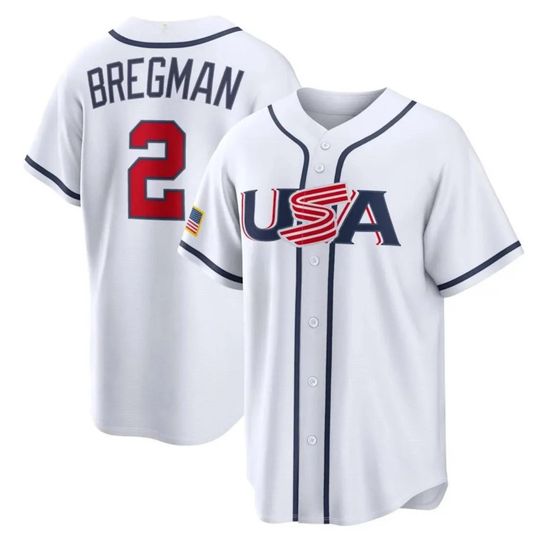 Discover Mens Bregman #2 Jersey  2026 USA World Baseball Classic White Fan Shirt