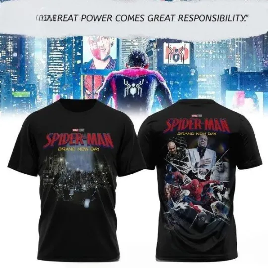 Discover Spider Man: Brand New Day 2026 Black T-Shirt