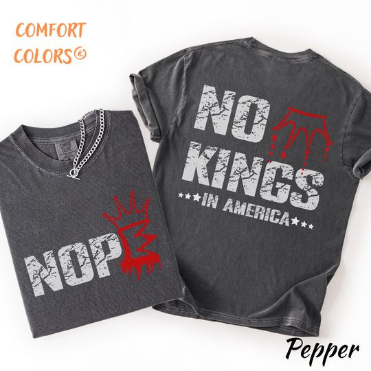 Discover Comfort ColorsNo Kings in America March 28 2026 T-Shirt, Anti Trump Nope Crown No Kings Protest Shirt, No Kings in America Political Shirt