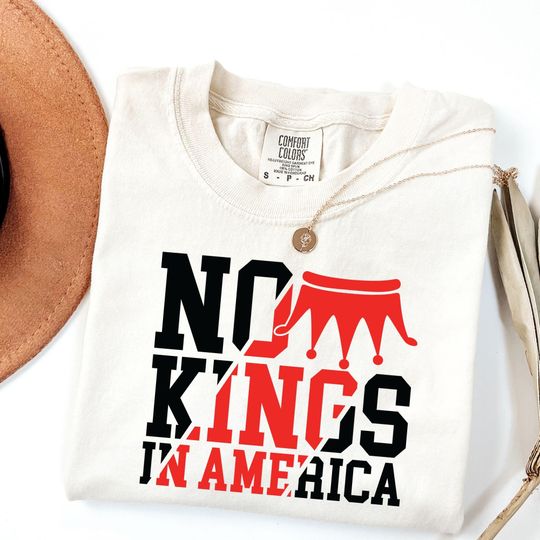 Discover Comfort ColorsNo Kings In America T-shirt,March 28 2026 Shirt,Anti Trump Shirt, Patriotic Protest Tee,Gift for Her,No Crown No Kings Shirt