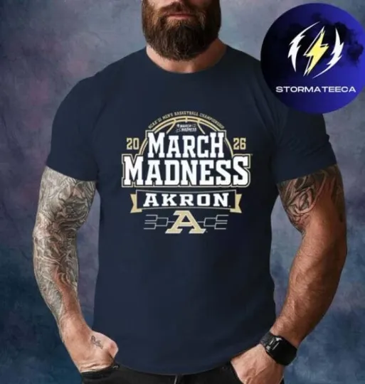 Discover Akron Zip1 2026 Ncaa Men Basketball March Madness Unisex T-Shirt Fullsize S-5Xl