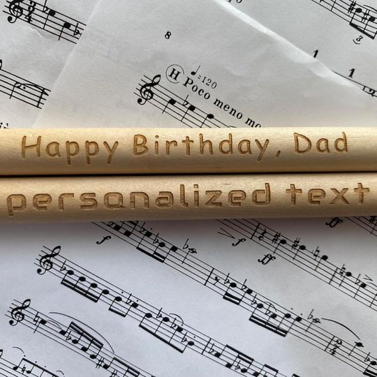 Custom Laser Engraved Maple Wood Drumsticks: Personalized Music Gift