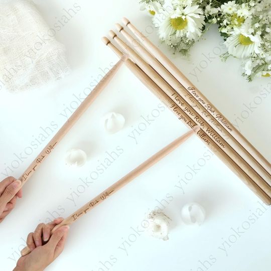 Personalized Wooden Drumsticks with Custom Name for Drummers