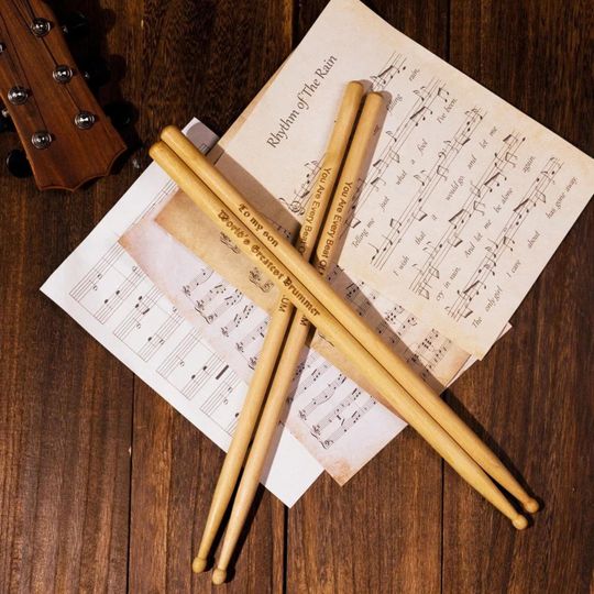 Custom Maple Drumsticks with Personalized Design for Musicians and Drumming Enthusiasts